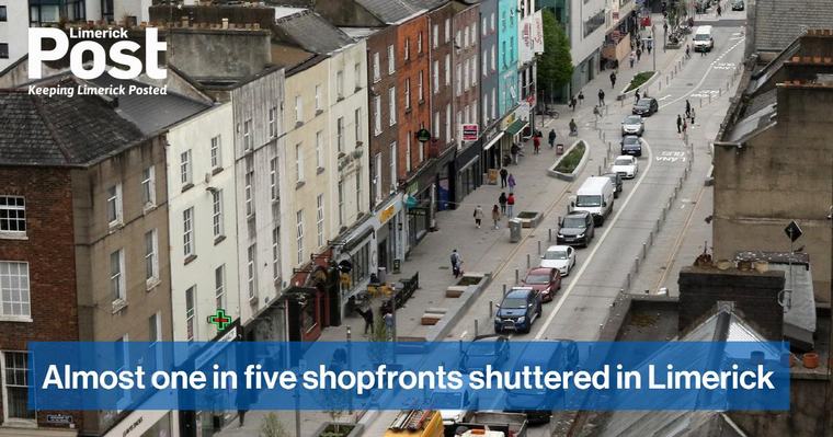 Almost one in five shopfronts shuttered in Limerick