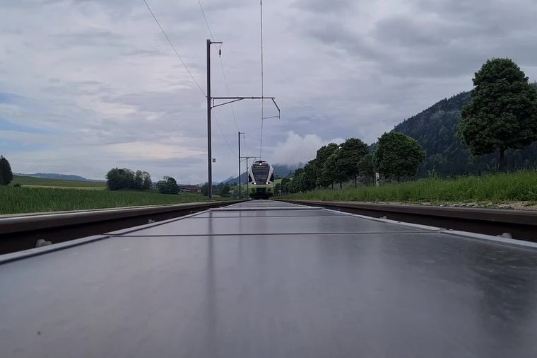 Is that a solar farm, or a train track? In one Swiss town, it’s both